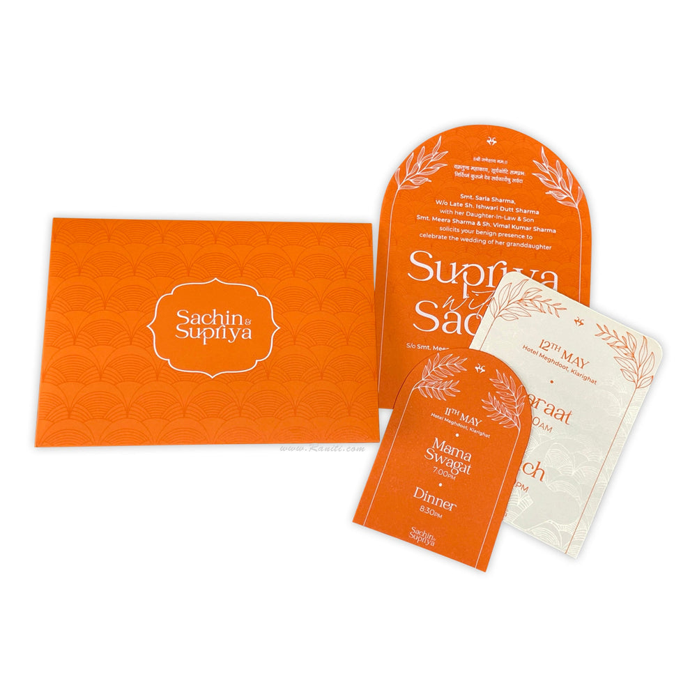 Classic Vintage Custom Invitation Card in Designer Custom Envelope | Online Classic Wedding Invitation Burnt Orange AM - 469 - Raniti LLC - Custom Invitations & Stationery
