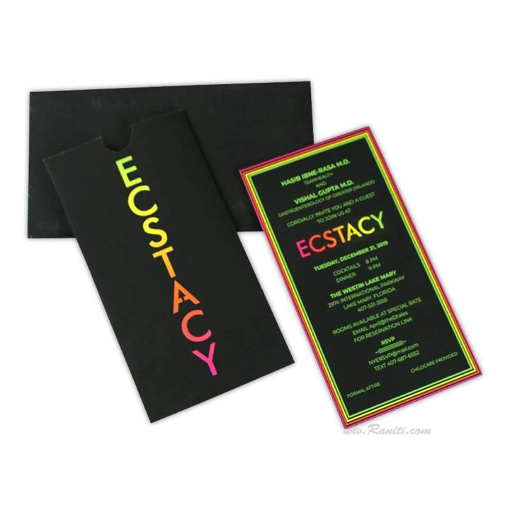 Corporate Event Neon Print Custom Invitation Card | New Year Corporate Party Invitation | Unique Corporate Invitations ACD-8 freeshipping - Raniti LLC - Custom Invitations & Stationery