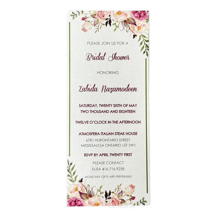 Custom Floral Vintage Bridal Shower Invitation Card AMSO - 294 - Raniti LLC - Custom Invitations & Stationery