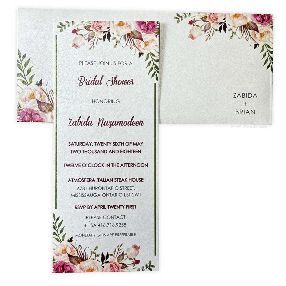 Custom Floral Vintage Bridal Shower Invitation Card AMSO - 294 - Raniti LLC - Custom Invitations & Stationery