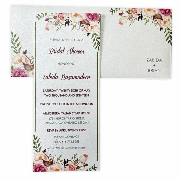 Custom Floral Vintage Bridal Shower Invitation Card AMSO - 294 - Raniti LLC - Custom Invitations & Stationery