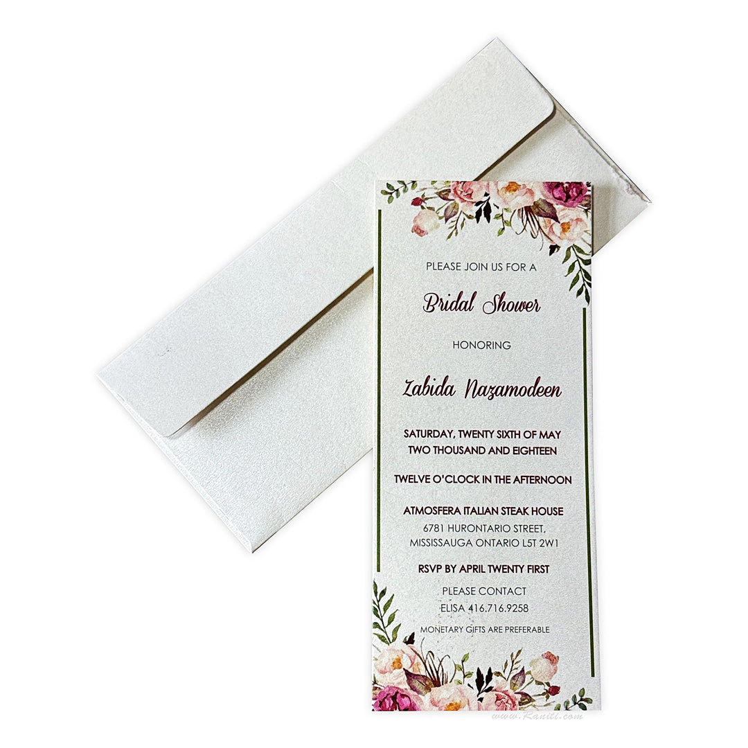 Custom Floral Vintage Bridal Shower Invitation Card AMSO - 294 - Raniti LLC - Custom Invitations & Stationery