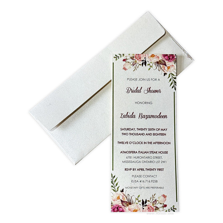 Custom Floral Vintage Bridal Shower Invitation Card AMSO - 294 - Raniti LLC - Custom Invitations & Stationery