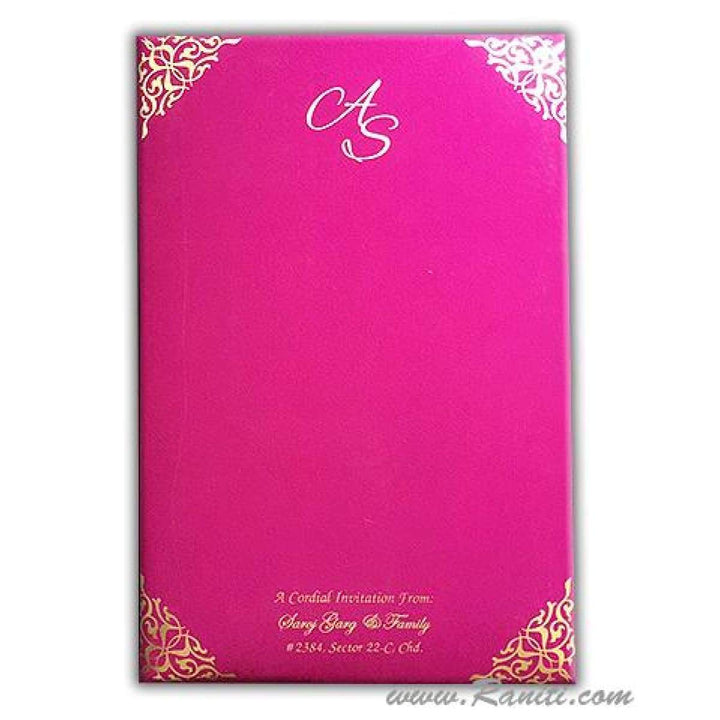 Custom Laser Cut Gatefold Fuchsia Pink Gold Laser Cut Invitation Card | Bride & Groom Invitation Set AML-58 freeshipping - Raniti LLC - Custom Invitations & Stationery