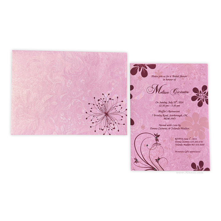 Custom Pink Bridal Shower Invitation Card AMSO - 192 - Raniti LLC - Custom Invitations & Stationery