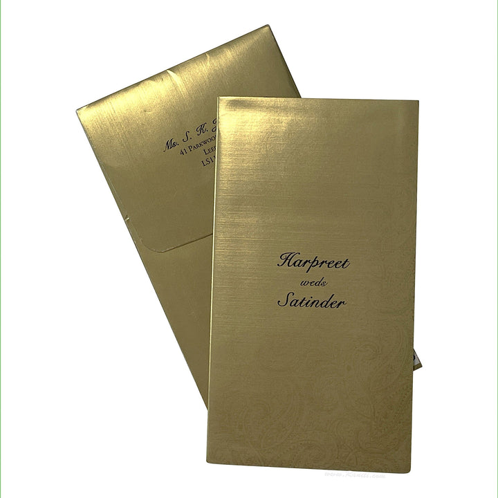 Custom Rustic Invitation Card with Multiple Inserts and Gold and Brown Accent | Rustic Wedding Invitation Card AM - 228 - Raniti LLC - Custom Invitations & Stationery