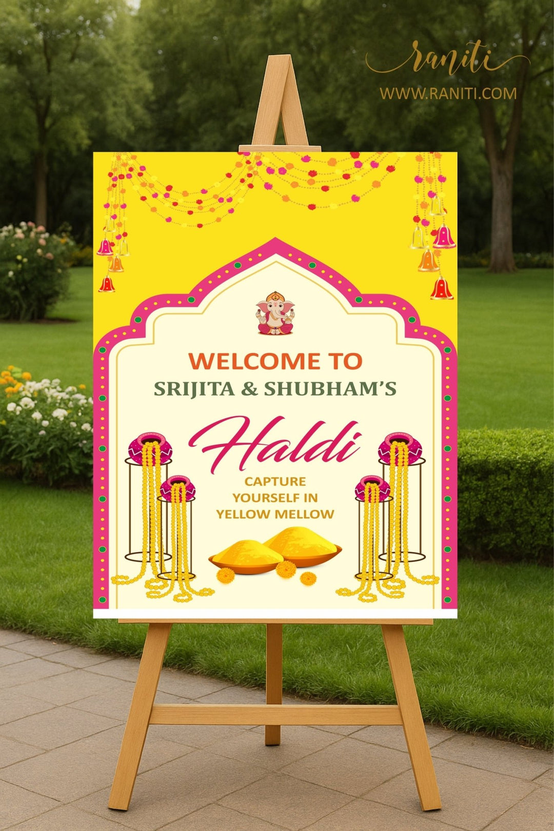 Custom Wedding Haldi Signage | Haldi Board SWB - 20 - Raniti LLC - Custom Invitations & Stationery