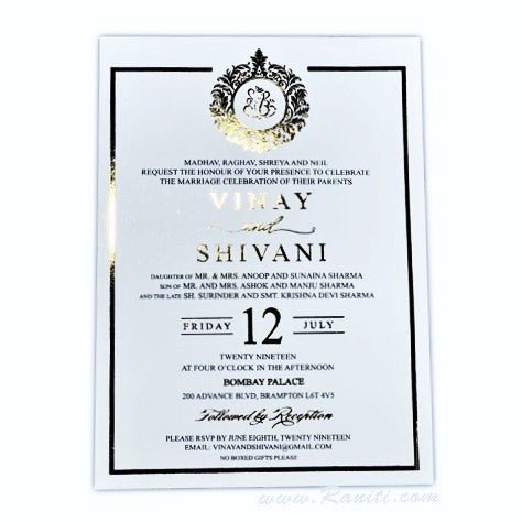 Custom Wedding Invitations with Gold Foil Print | Classic Wedding Invitation Card AMSO - 285 - Raniti LLC - Custom Invitations & Stationery