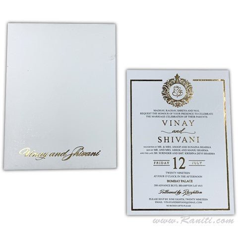 Custom Wedding Invitations with Gold Foil Print | Classic Wedding Invitation Card AMSO - 285 - Raniti LLC - Custom Invitations & Stationery