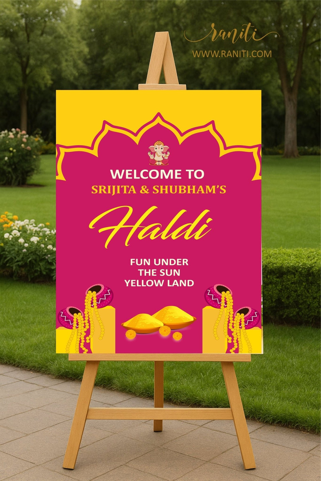 Custom Wedding Welcome Sign | Personalized Wedding Haldi Board SWB - 12 - Raniti LLC - Custom Invitations & Stationery