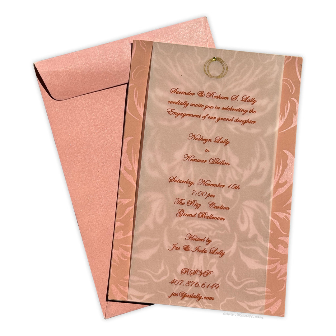Engagement Custom Classic Invitation In Peach with Stone AMSO - 70 - Raniti LLC - Custom Invitations & Stationery
