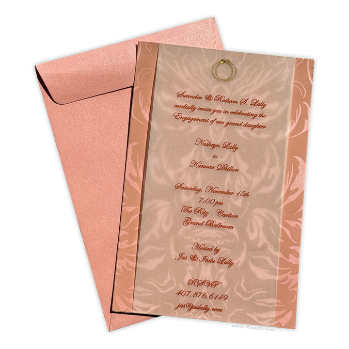 Engagement Custom Classic Invitation In Peach with Stone AMSO - 70 - Raniti LLC - Custom Invitations & Stationery