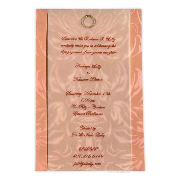 Engagement Custom Classic Invitation In Peach with Stone AMSO - 70 - Raniti LLC - Custom Invitations & Stationery