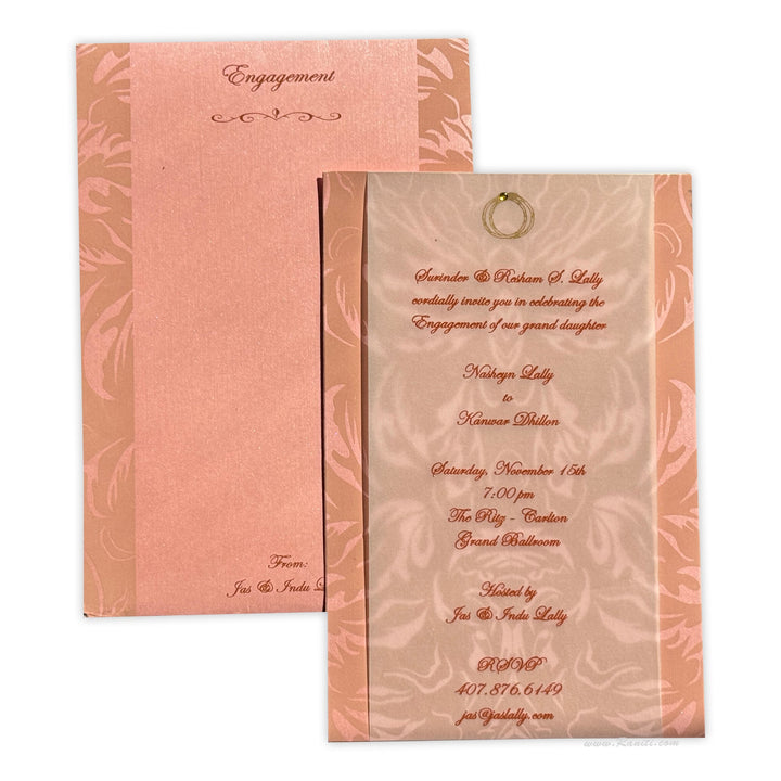 Engagement Custom Classic Invitation In Peach with Stone AMSO - 70 - Raniti LLC - Custom Invitations & Stationery