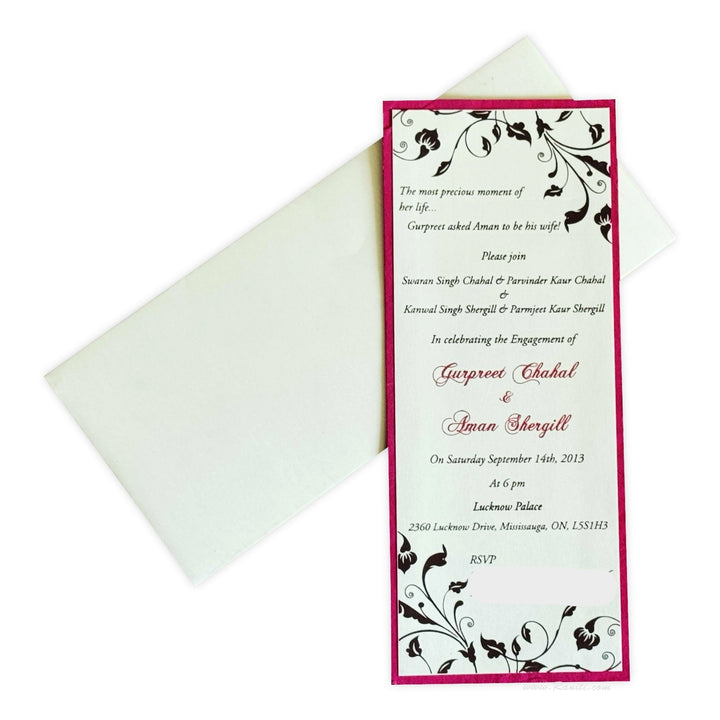 Engagement Custom Classic Invitation in White and Pink - AMSO - 182 - Raniti LLC - Custom Invitations & Stationery