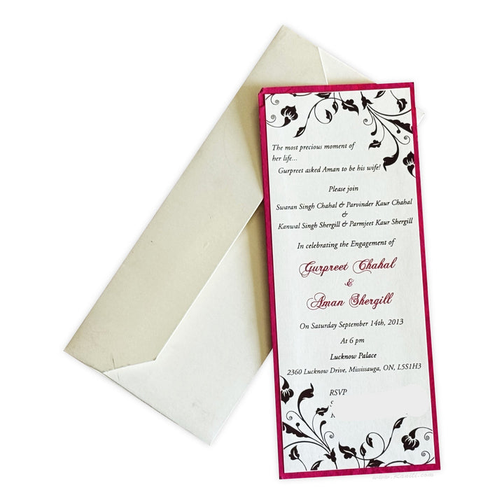 Engagement Custom Classic Invitation in White and Pink - AMSO - 182 - Raniti LLC - Custom Invitations & Stationery