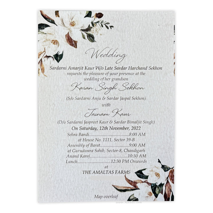Floral Custom Rustic Wedding Reception Invitation Card AMSO - 301 - Raniti LLC - Custom Invitations & Stationery