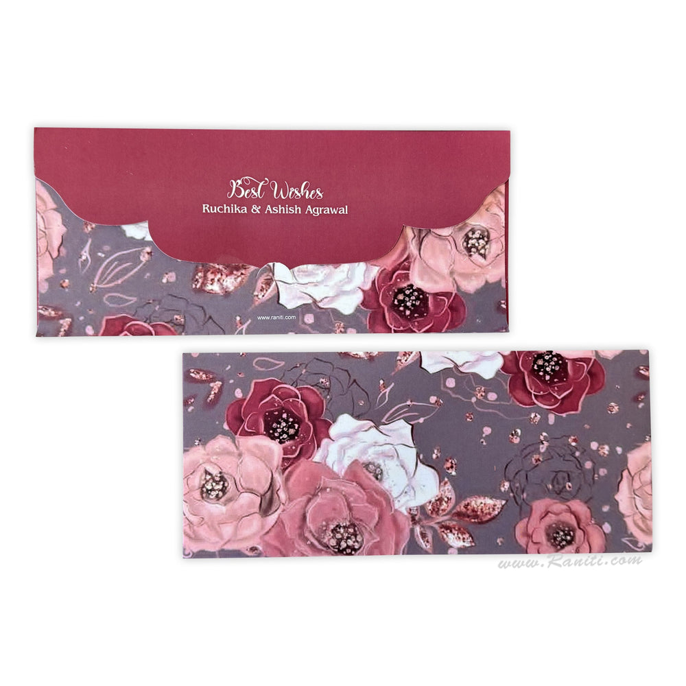 Floral print Custom Gift Envelopes with Velvet finish Paper| Cash Money Gift Envelopes ACE - 14 - Raniti LLC - Custom Invitations & Stationery