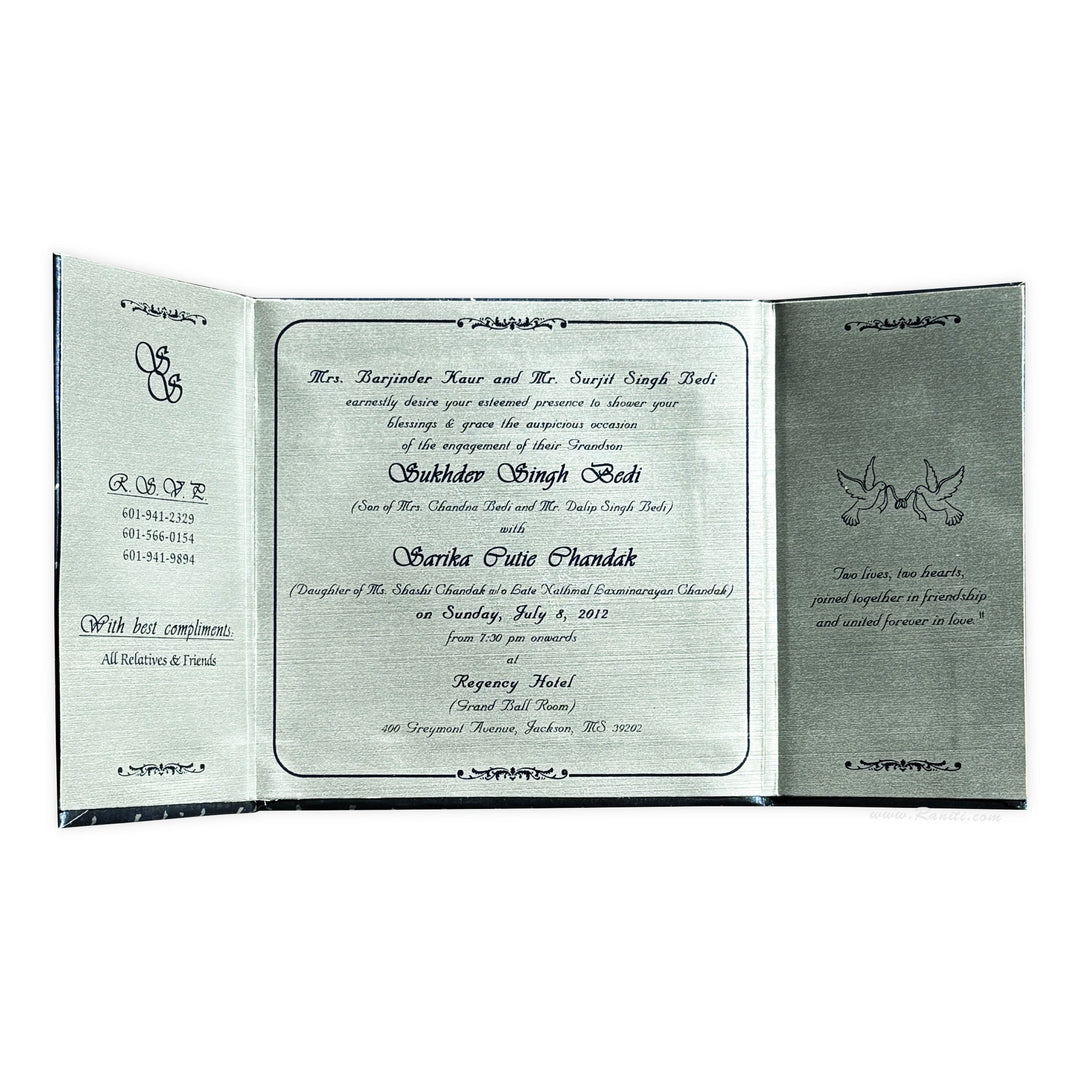 Gatefold Custom Engagement Invitation Card Heavy Back AMSO - 40 - Raniti LLC - Custom Invitations & Stationery