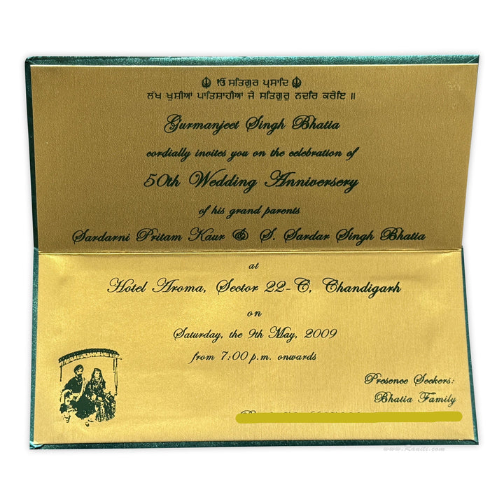 Golden 50th Wedding Anniversary Milestone Celebration Custom Special Occasion Invitation Card AMSO - 67 - Raniti LLC - Custom Invitations & Stationery