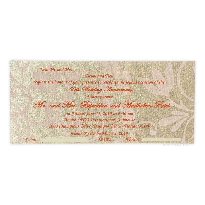 Golden Anniversary Invitation | Golden 50th Wedding Anniversary Milestone Celebration Custom Special Occasion Invitation Card AMSO - 255 - Raniti LLC - Custom Invitations & Stationery