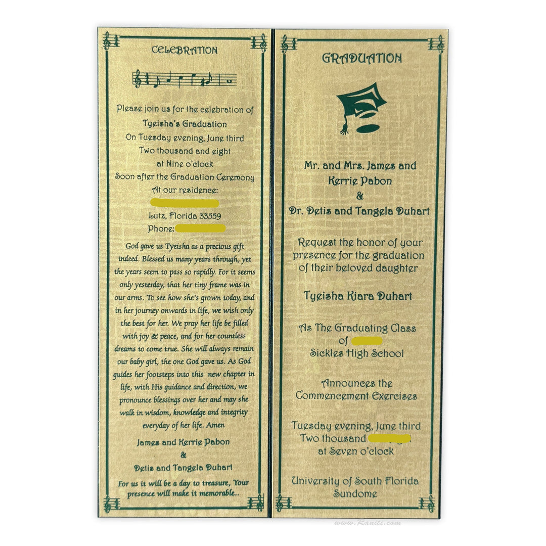 Graduation Party Custom Invitation Card AMSO - 110 - Raniti LLC - Custom Invitations & Stationery
