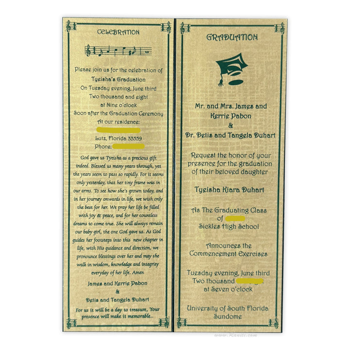 Graduation Party Custom Invitation Card AMSO - 110 - Raniti LLC - Custom Invitations & Stationery
