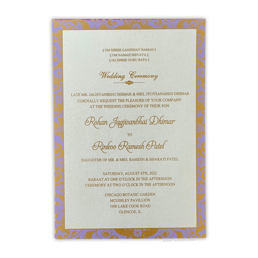 Lasercut Custom Invitation Card Pearl White Gate Fold with Cascading Inserts AML - 266 - Raniti LLC - Custom Invitations & Stationery