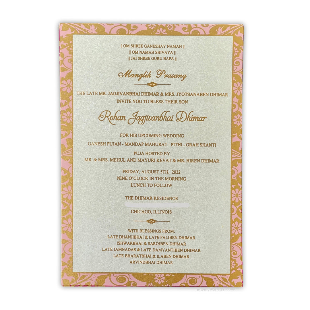 Lasercut Custom Invitation Card Pearl White Gate Fold with Cascading Inserts AML - 266 - Raniti LLC - Custom Invitations & Stationery