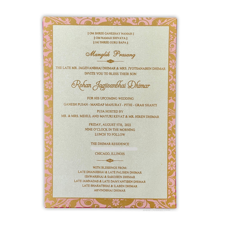 Lasercut Custom Invitation Card Pearl White Gate Fold with Cascading Inserts AML - 266 - Raniti LLC - Custom Invitations & Stationery