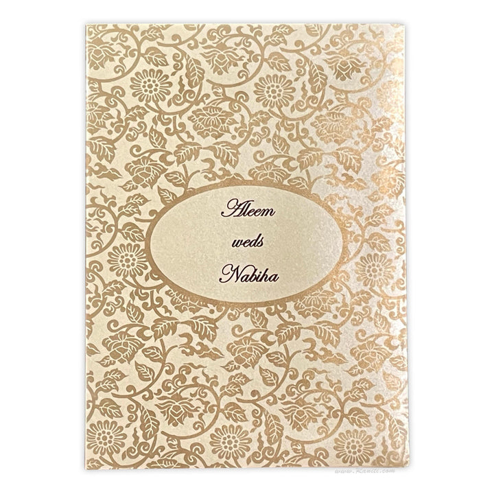 Lotus Theme Golden Custom Invitation card with Multiple Inserts | Classic Custom Invitation Card AM - 371 - Raniti LLC - Custom Invitations & Stationery