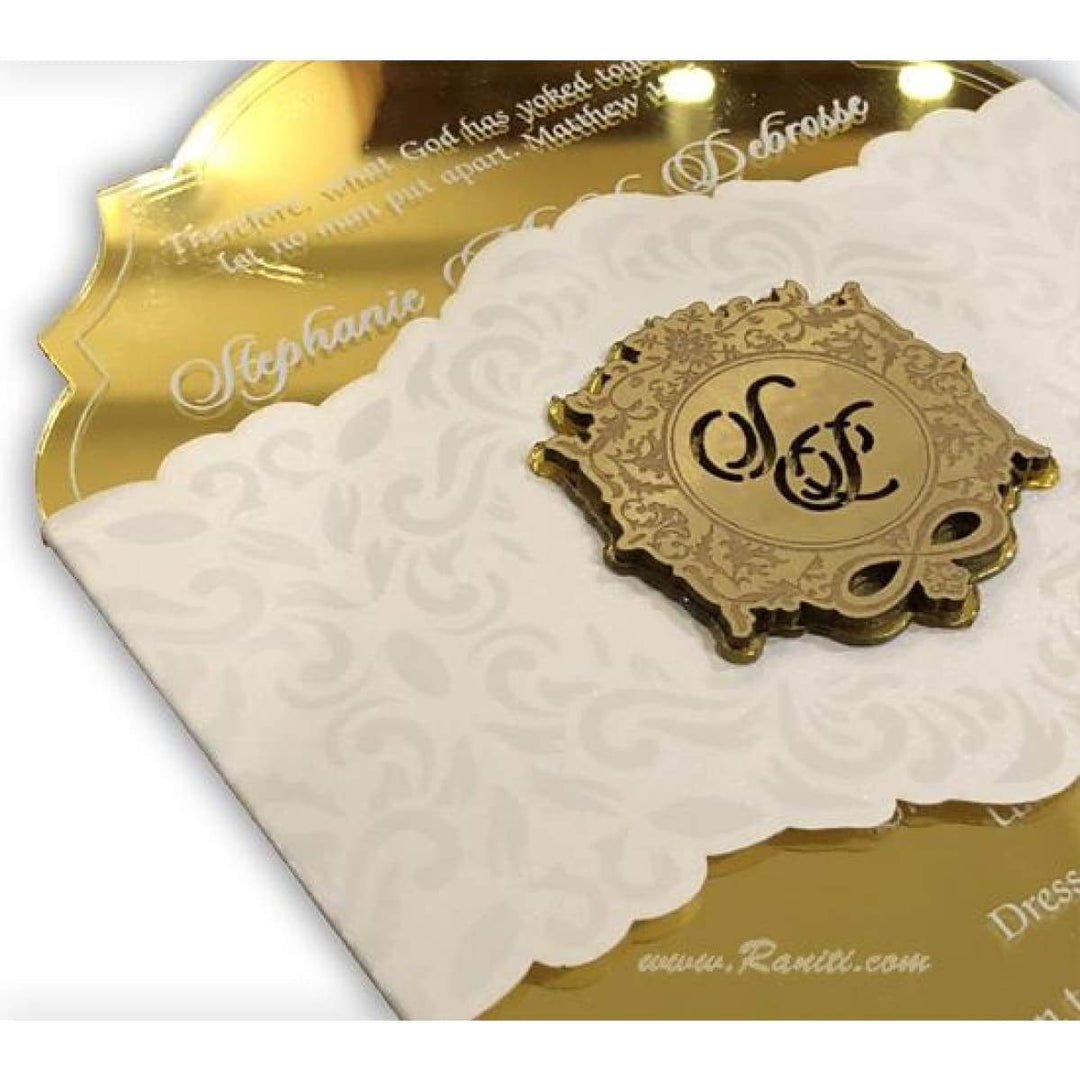 Mirror Acrylic Laser Cut Custom Invitation with Die Cut Envelope AMHL-188 - Raniti LLC - Custom Invitations & Stationery Mirror Acrylic Laser Cut Custom Invitation with Die Cut Envelope AMHL-188 - Raniti LLC - Custom Invitations & Stationery