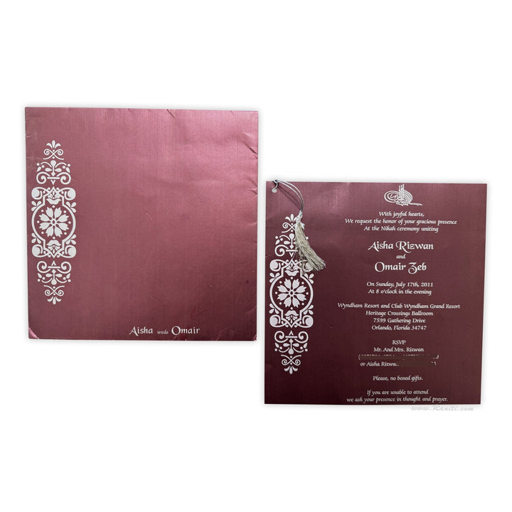 Nikah Ceremony Invitation card | Registry Marriage | Nikkah Custom Invitation Card AMSO - 151 - Raniti LLC - Custom Invitations & Stationery