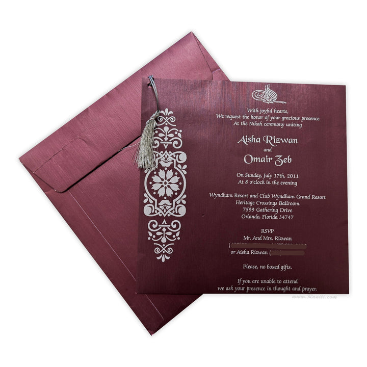 Nikah Ceremony Invitation card | Registry Marriage | Nikkah Custom Invitation Card AMSO - 151 - Raniti LLC - Custom Invitations & Stationery