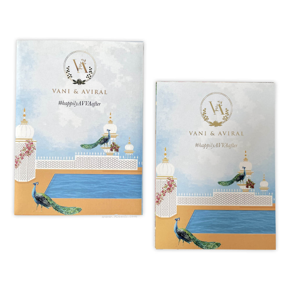 Peacock Theme Custom Wedding Invitation Velvet Finish ACD - 36 - Raniti LLC - Custom Invitations & Stationery