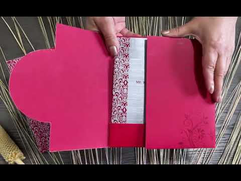 Gatefold His and Her Red and Silver Custom Invitation Card, Bride & Groom Invitation AM-232