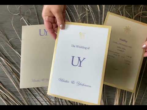 Custom Classic Invitation Card with Multiple Inserts and Gold Accent | White Wedding Invitation Card AM-147