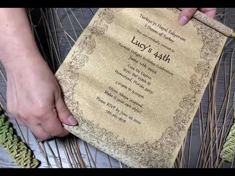 Black and Gold Custom Scroll Invitation Card for Special Birthday AMSC-57