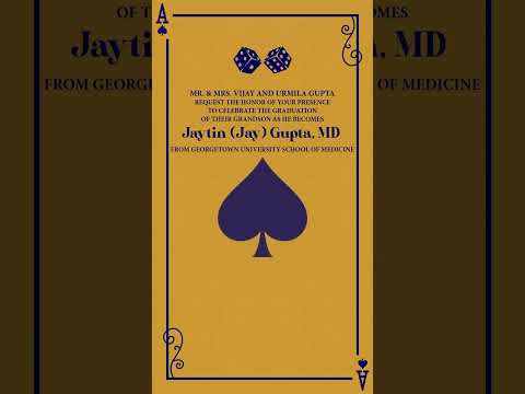 Animated Digital Graduation Invitation | Casino Theme Graduation custom Digital Video  Evite Invitation SEVD-23