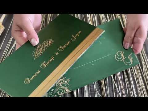 Islamic Wedding Invitation in Green and Gold | Custom Walima Wedding Invitation Card AM-169