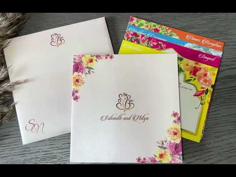 Vintage Floral Print Classic Custom Embossed Monogram Wedding Invitation Card AM-304