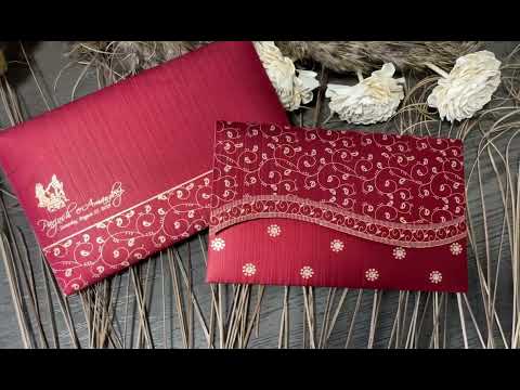 His and Her Red and White Custom Invitation Card with Stones, Bride & Groom Set Custom Invitation AM-303