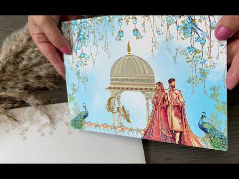 Velvet Finish Custom Wedding Indian Invitation Card | Traditional Wedding Luxury Invitations ACD-29