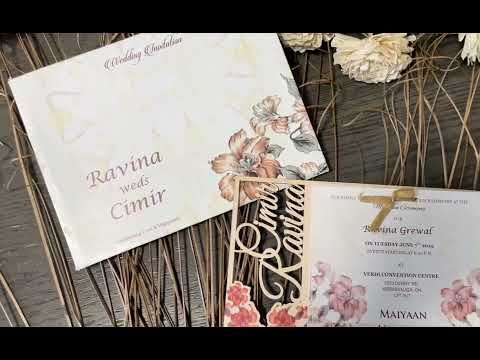 Unique Laser Cut Floral theme Custom Luxury Invitation Card on MDF woods with Multiple Inserts AMHL-206