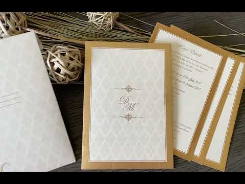 Custom Classic Invitation Card with Multiple Inserts and Gold Accent | White Wedding Invitation Card AM-259