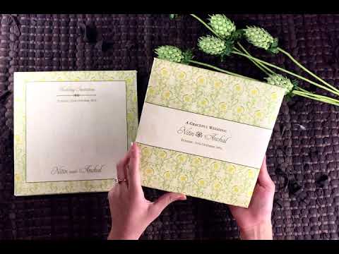 Floral Print Heavyback Custom Wedding Invitation Card | Flower Print Custom Invitation Card with Multiple Inserts AMH-170