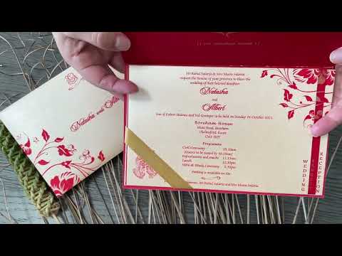 Custom Hindu Wedding Invitation with Multiple Inserts in Purple and Gold | Custom Invitation Card AM-106