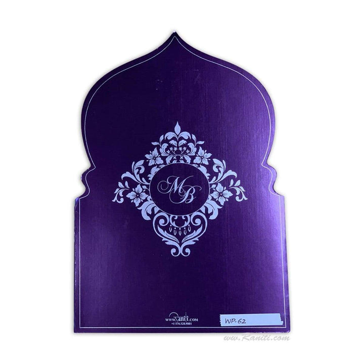 Purple Moroccan Theme Arabic Wedding Reception Menu Card | Arabic Theme Custom Folded Menu Card for Reception Dinner AMMC-62 freeshipping - Raniti LLC - Custom Invitations & Stationery