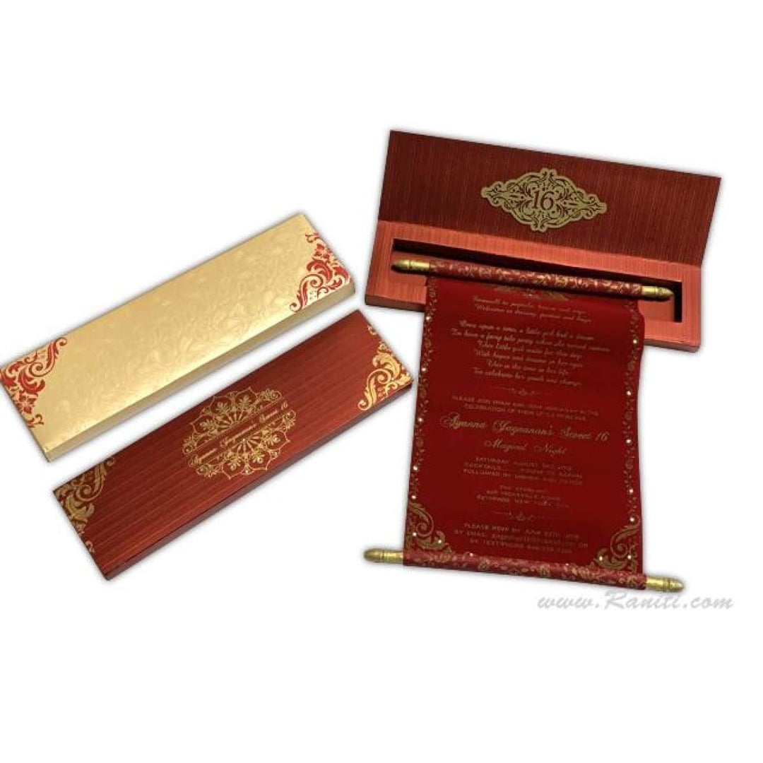 Quinceanera Invitations | Bat Mitzvah Invitations | Royal Custom Scroll Invitations AMSC-49 freeshipping - Raniti LLC - Custom Invitations & Stationery