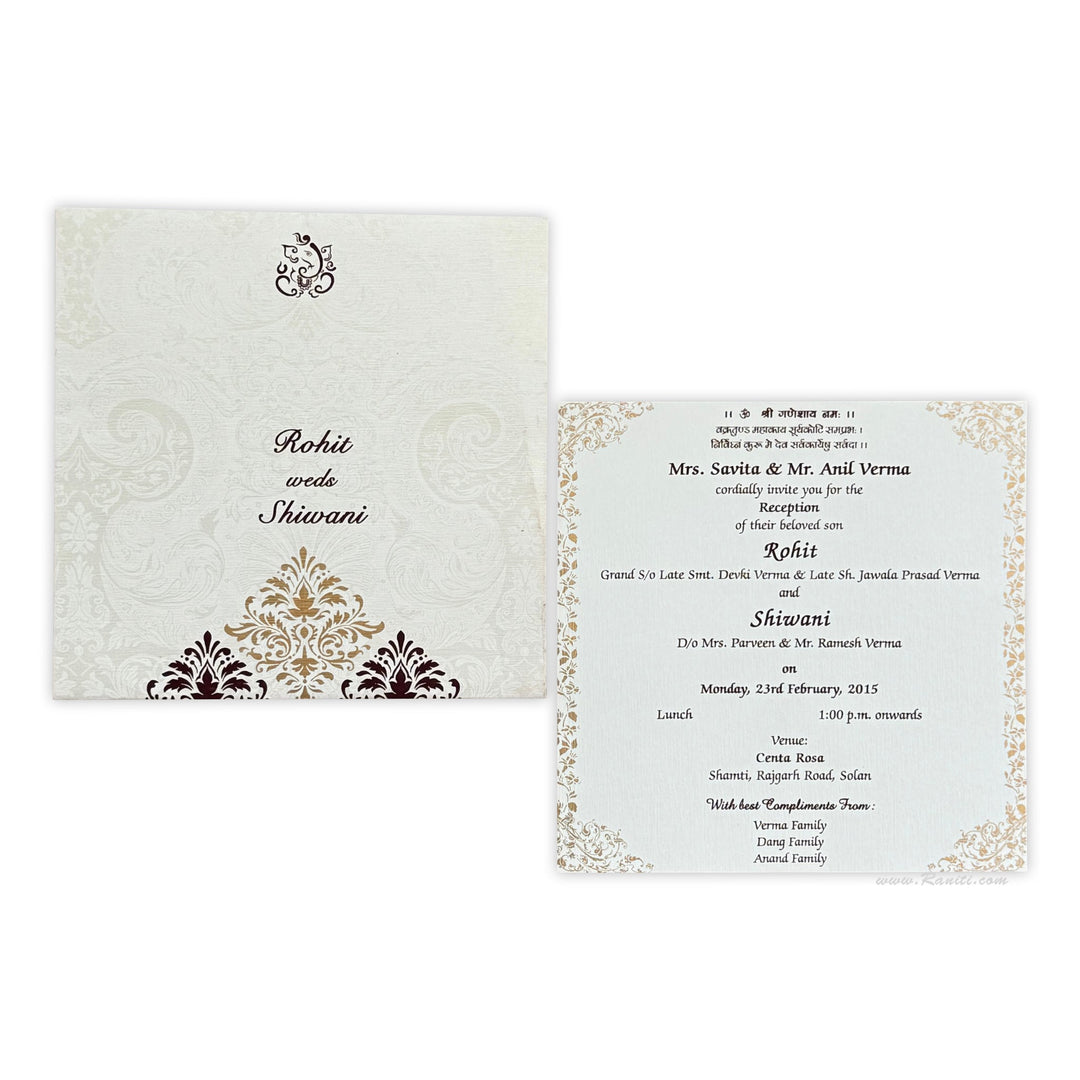 Reception Custom Square Invitation Card AMSO - 253 - Raniti LLC - Custom Invitations & Stationery